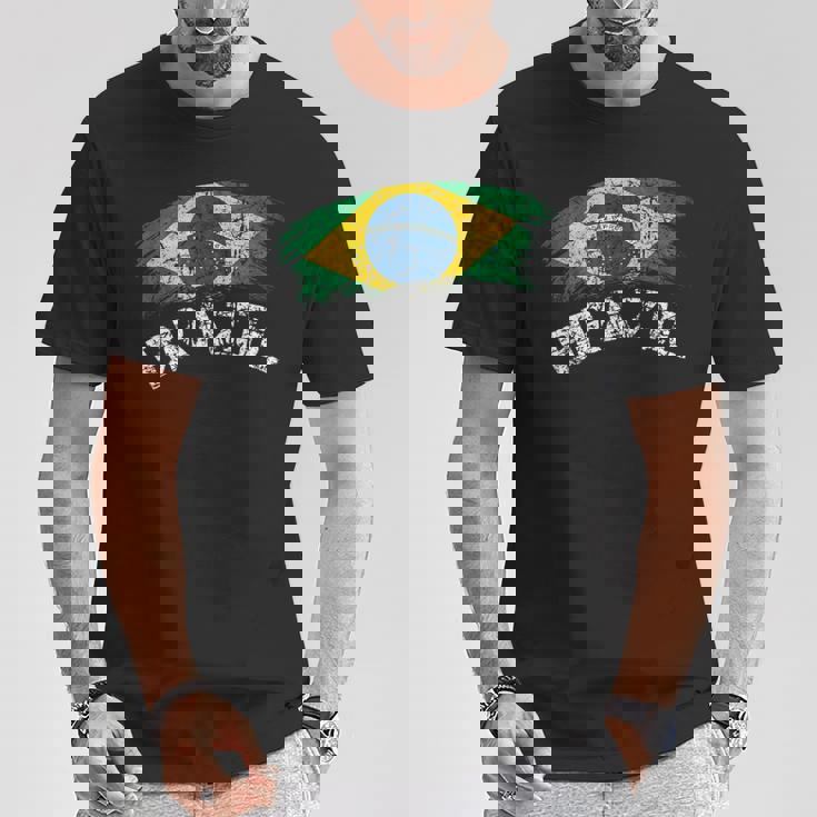 ブラジルの国旗 アンティーク調 ラテン 男性 女性 キッズ ブラジル Tシャツ 面白い贈り物