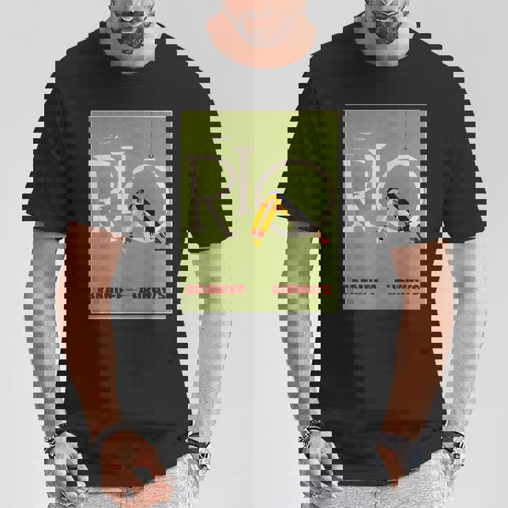 ブラジルオオハシ航空ヴィンテージ旅行ポスターリオデジャネイロ Tシャツ 面白い贈り物