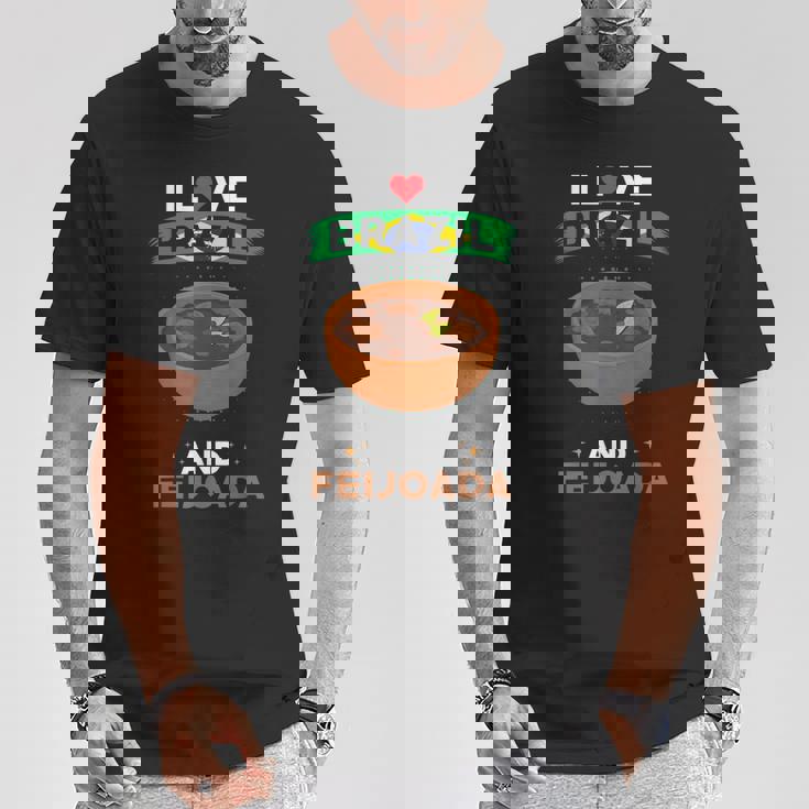 ブラジル料理 ブラジル国旗 I Love Brazil And Feijoada Tシャツ 面白い贈り物