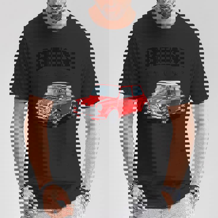 ブリティッシュクラシックカー レッド ミニスポーツカー Tシャツ 面白い贈り物