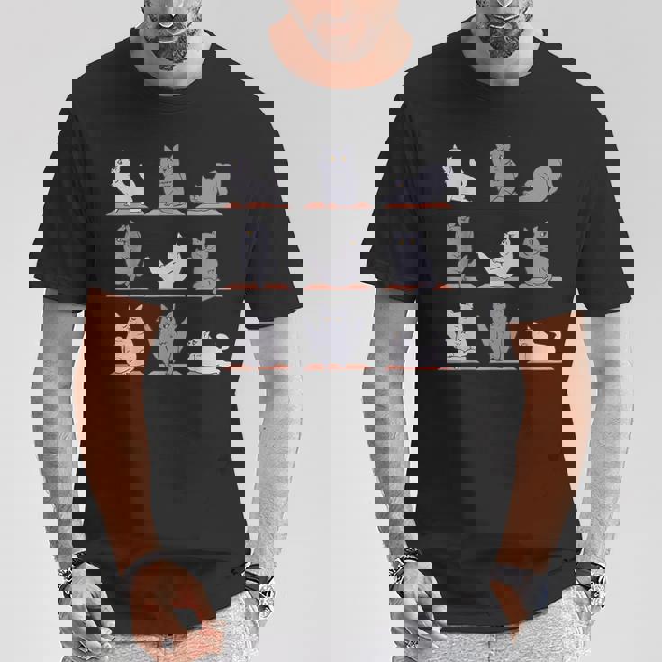 ブリティッシュショートヘアキャット ヨガ Tシャツ 面白い贈り物