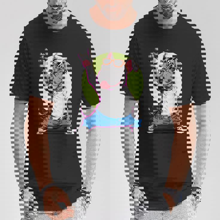 ブルドッグ ロックミュージック 男性 子供 女性 グルービー ブルドッグ Tシャツ 面白い贈り物