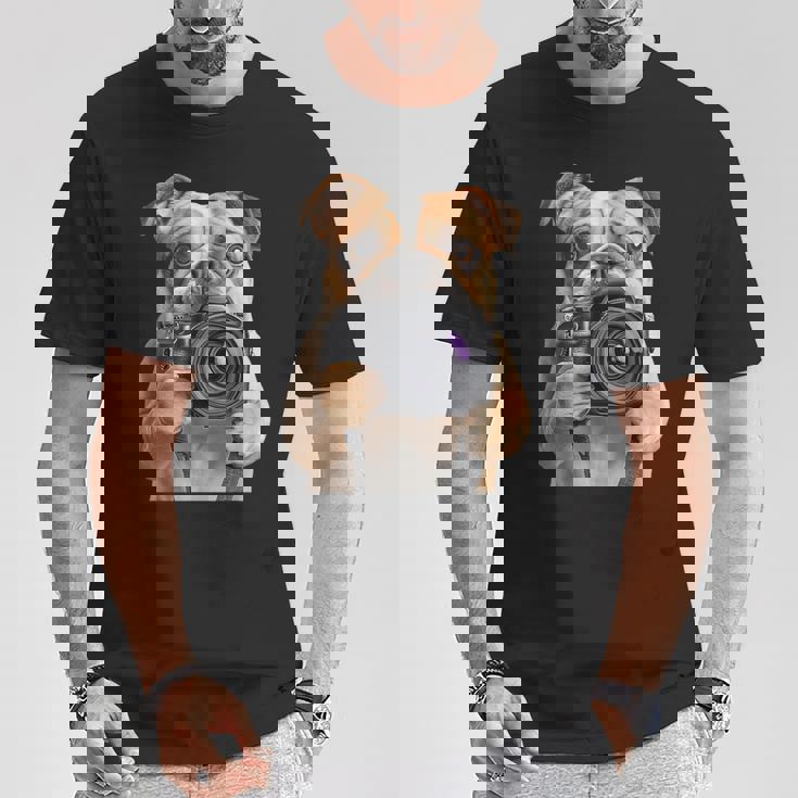 ブルドッグ 写真家 写真カメラ Tシャツ 面白い贈り物