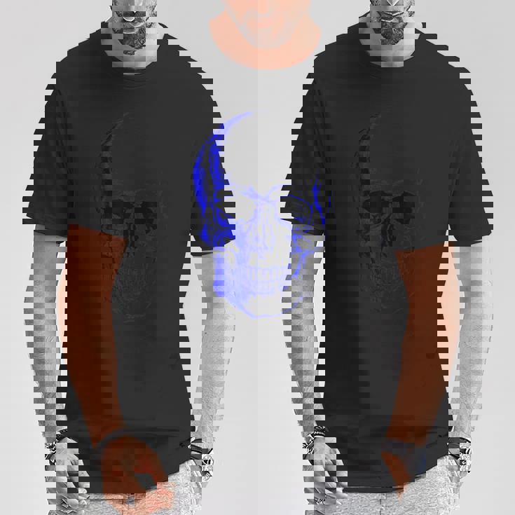 ブルー ドクロ Tシャツ 面白い贈り物