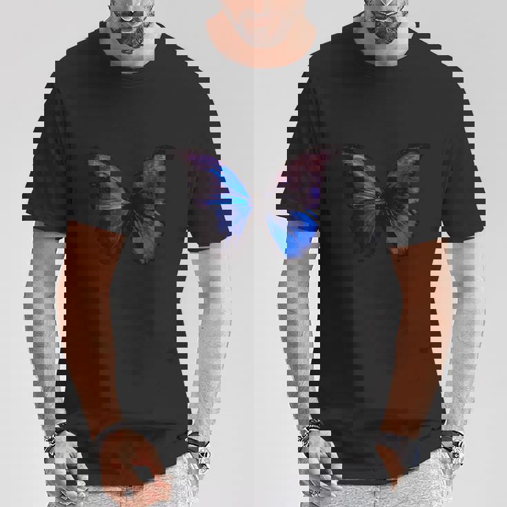 ブルー モルフォ バタフライ アートプリント Tシャツ 面白い贈り物