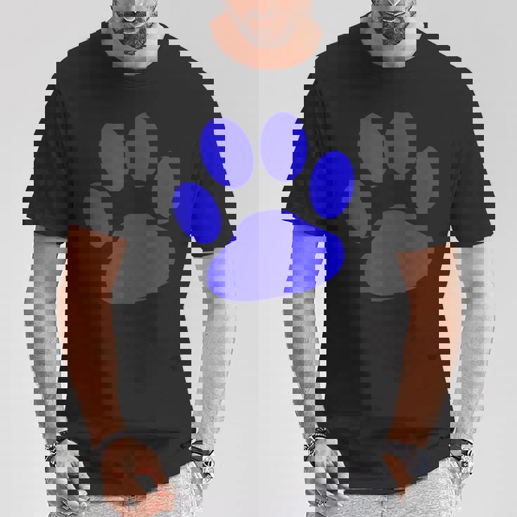 ブルー 肉球 プリントシャツ Tシャツ 面白い贈り物