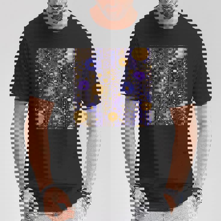 ブルーとゴールド フラワーガーデン アフタークリムト Tシャツ 面白い贈り物