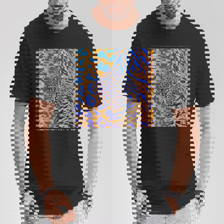 ブルースの直径のジャングルプリントゴールド。シマウマ、パンサー、チーター Tシャツ 面白い贈り物