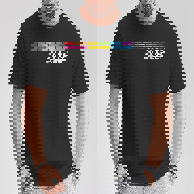 プラウドアライlgbtゲイ平等lgbtqプライドパンセクシャルパンフラッグ Tシャツ 面白い贈り物