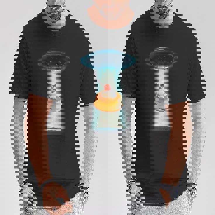 プリン Ufo 面白いtシャツ 食べ物 ダイエット 減量 メンズ おもしろ 面白い 服 オリジナル グッズ ネタ Tシャツ 面白い贈り物