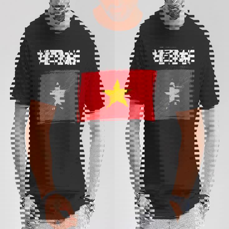 ベトナム国旗 ホリデー ビンテージ グランジ ベトナム国旗 Tシャツ 面白い贈り物