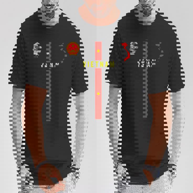 ベトナム国旗、ベトナムのシルエットマップ、紋章 Tシャツ 面白い贈り物