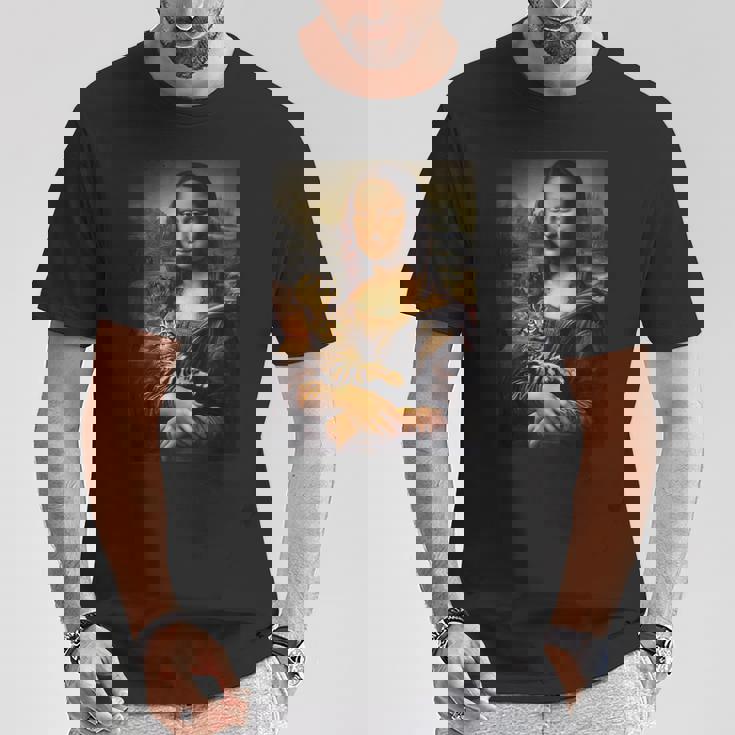 ベンガル猫 モナリザ 絵画 アート ママ お父さん Tシャツ 面白い贈り物