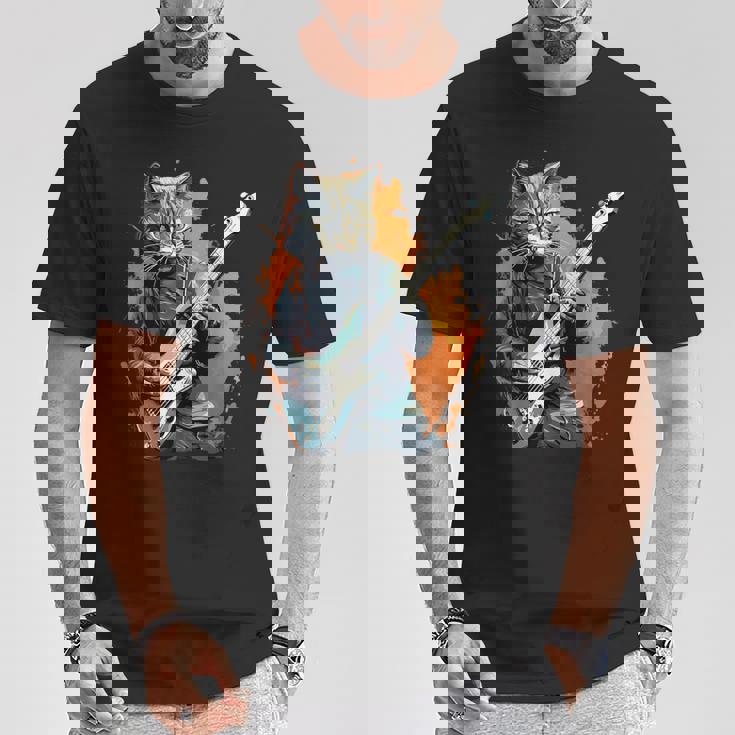 ベースギター 音楽 猫 ギターを弾く Tシャツ 面白い贈り物