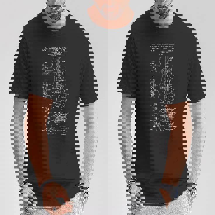 ベースギター特許プリント 1961 ヴィンテージ特許音楽 Tシャツ 面白い贈り物