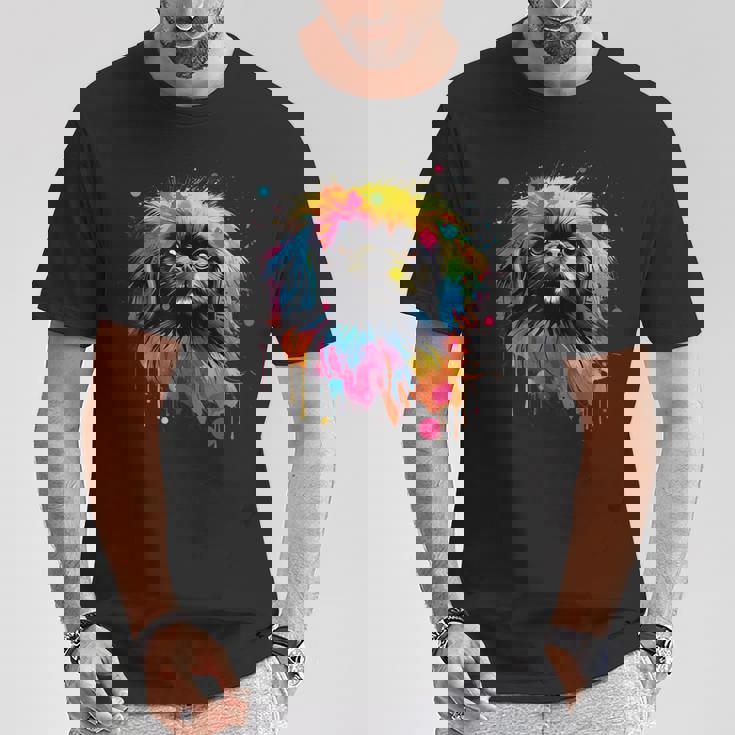 ペキニーズに描かれたペキニーズに描かれたかわいいペキニーズ犬 Tシャツ 面白い贈り物