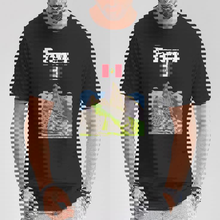 ペルー お土産 インカ マチュピチュ ペルー国旗 アンデス山脈 Tシャツ 面白い贈り物