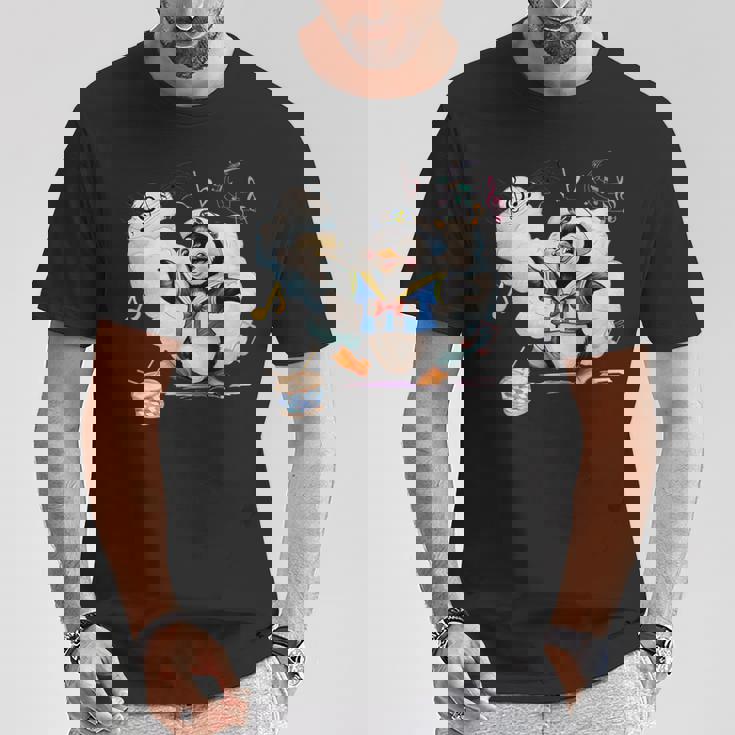 ペンギン 水兵 セーラー襟 錨マーク リボン 可愛い 赤 青 黄色 ピンク 水色 Tシャツ 面白い贈り物