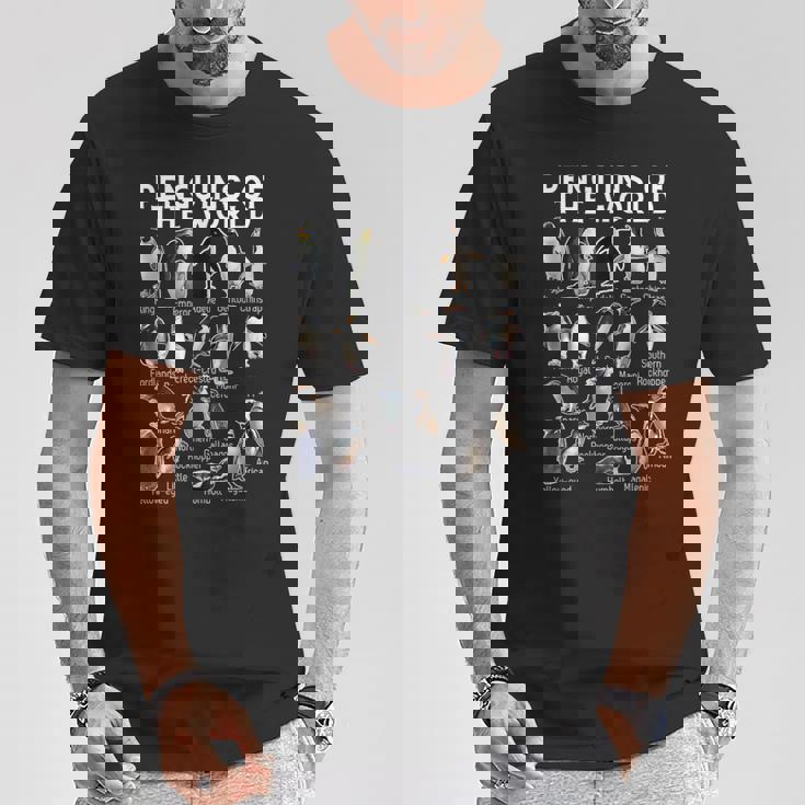 ペンギン好き 世界のペンギンズ ペンギンの種類 Tシャツ 面白い贈り物