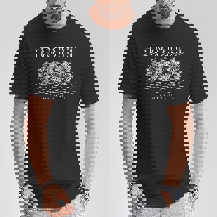 ホノルル ハワイ ハワイアン ハイビスカス 花 サーファー お土産 Tシャツ 面白い贈り物