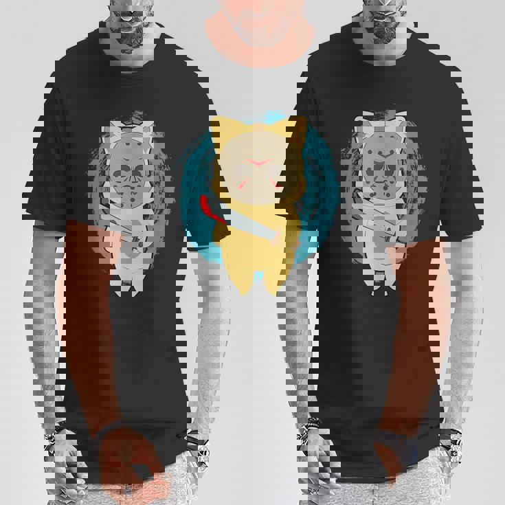 ホラー映画 ジェイソンキャット おもしろパロディ 映画 ハロウィンコスチューム Tシャツ 面白い贈り物