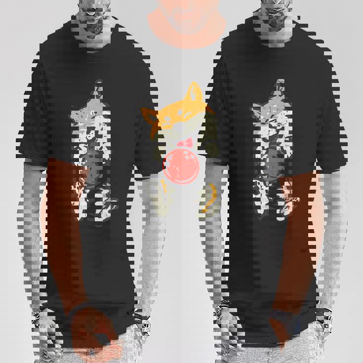 ボウリング 柴犬 犬 ポケット カワイイ ボウラー メンズ レディース キッズ Tシャツ 面白い贈り物