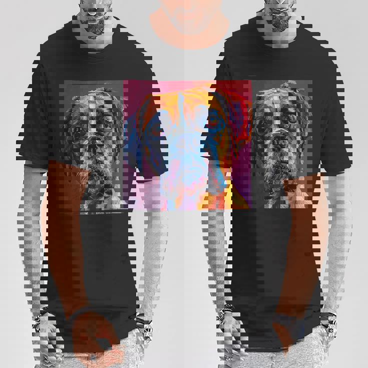 ボクサー 犬 カラフル イラスト グラフィック Tシャツ 面白い贈り物