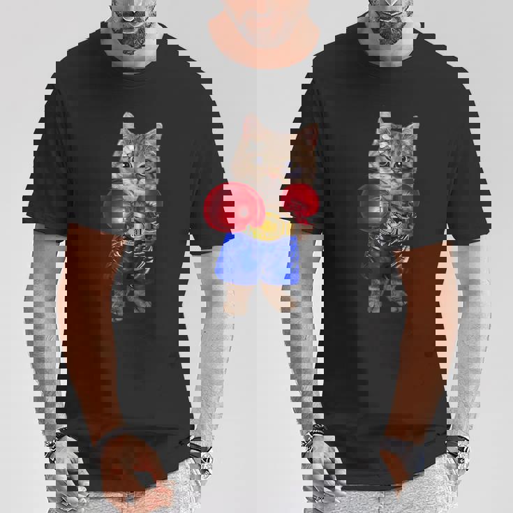 ボクシング をする 猫 ねこ Tシャツ 面白い贈り物