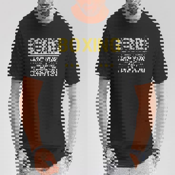 ボクシングハードワークと献身 キックボクシングジムボクサー Tシャツ 面白い贈り物