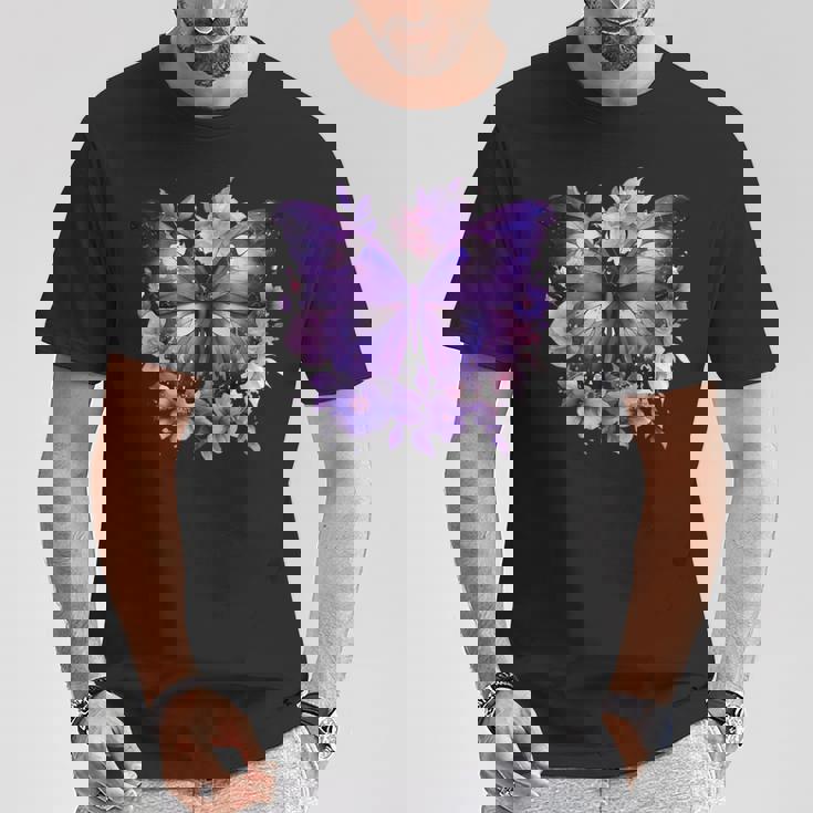 ボヘミアン パープルバタフライ レトロ 魔女の蛾 ヴィンテージ ラベンダー Tシャツ 面白い贈り物