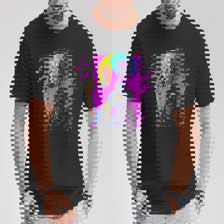 ボヘミアン・ガール、スモーキング・ガールのサイバーパンク・イラストレーション Tシャツ 面白い贈り物