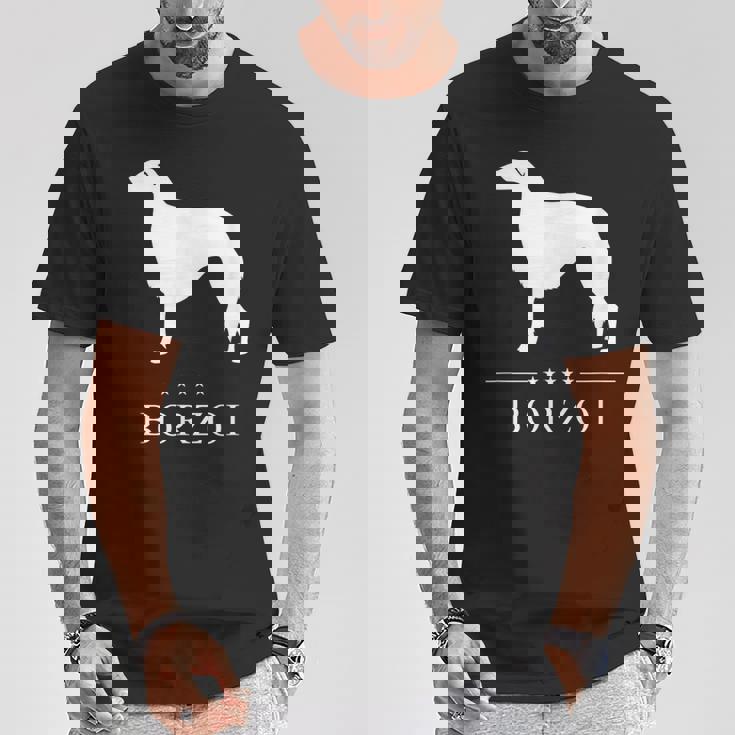 ボルゾイ犬の白いシルエット Tシャツ 面白い贈り物