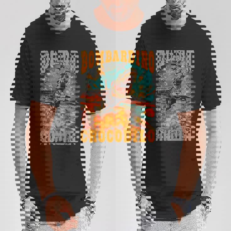 ボンバディロクロコダイルミームクロコダイルファイア-イタリアンブレインロット Tシャツ 面白い贈り物