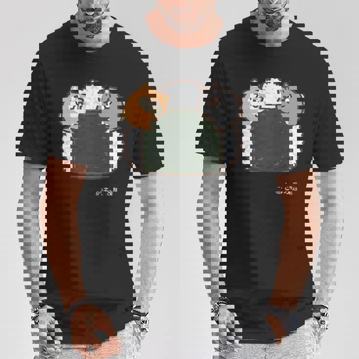 ボンレス犬とボンレス猫 おにぎり ダークカラー Tシャツ 面白い贈り物