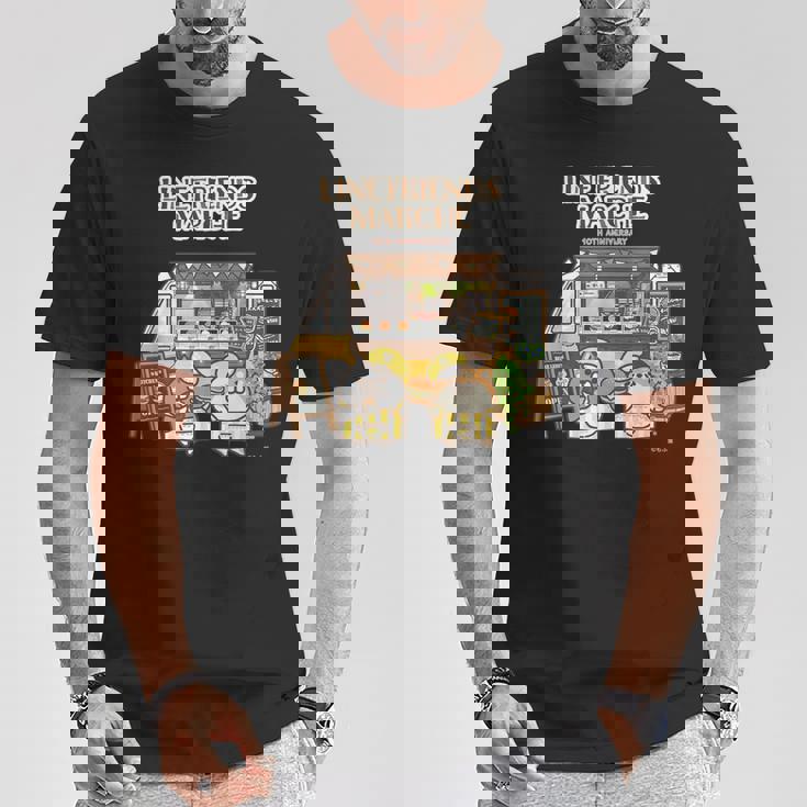 ボンレス犬とボンレス猫 キッチンカーロゴ付 ダークカラー Tシャツ 面白い贈り物