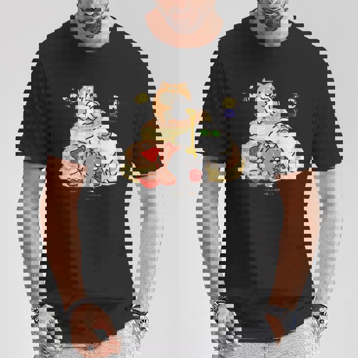 ボンレス犬とボンレス猫 パンケーキ Tシャツ 面白い贈り物