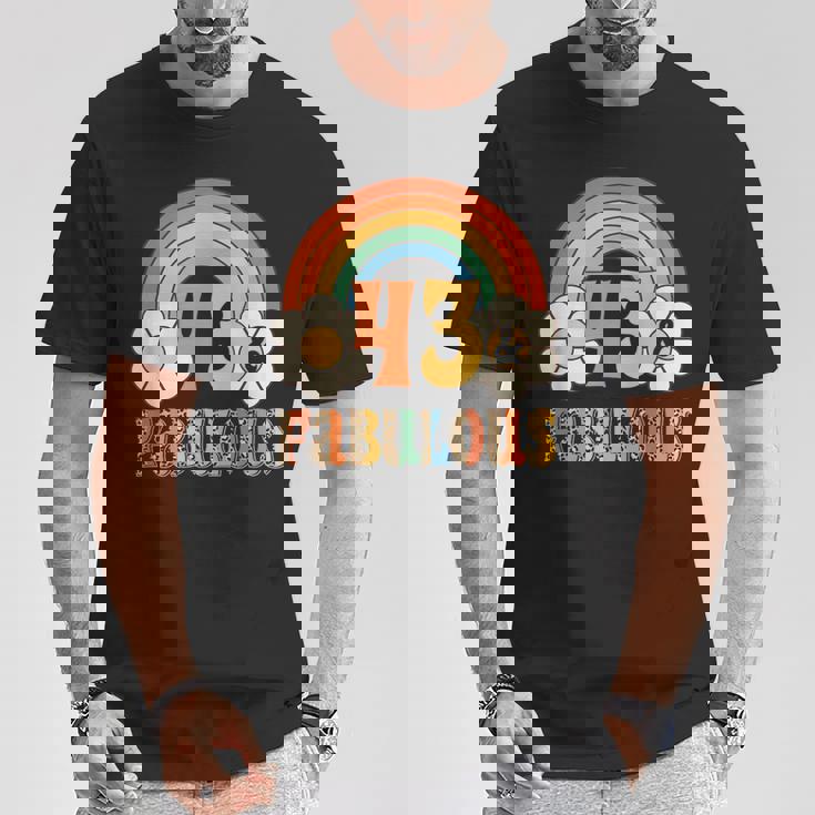 ボーホー レオパード レインボー 43 & ファビュラス ヴィンテージ 43歳の誕生日 Tシャツ 面白い贈り物