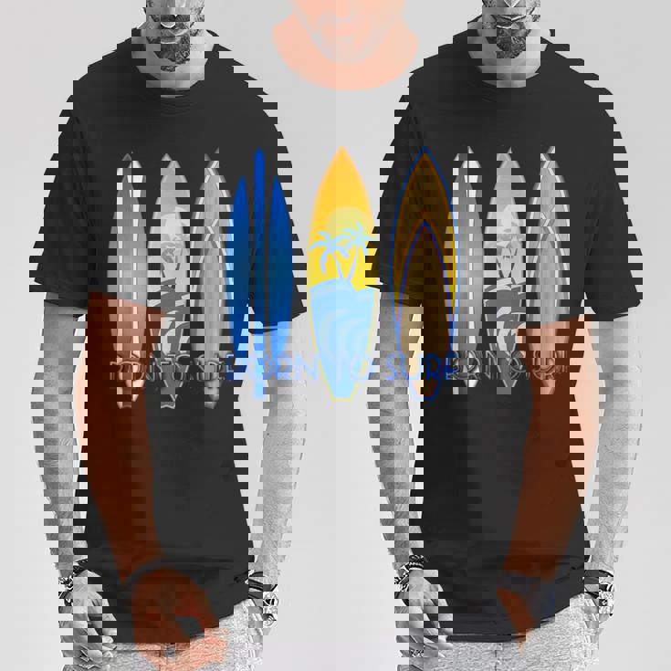 ボーン・トゥ・サーフ・サーフ・サーフィン・ザ・ウェーブ Tシャツ 面白い贈り物