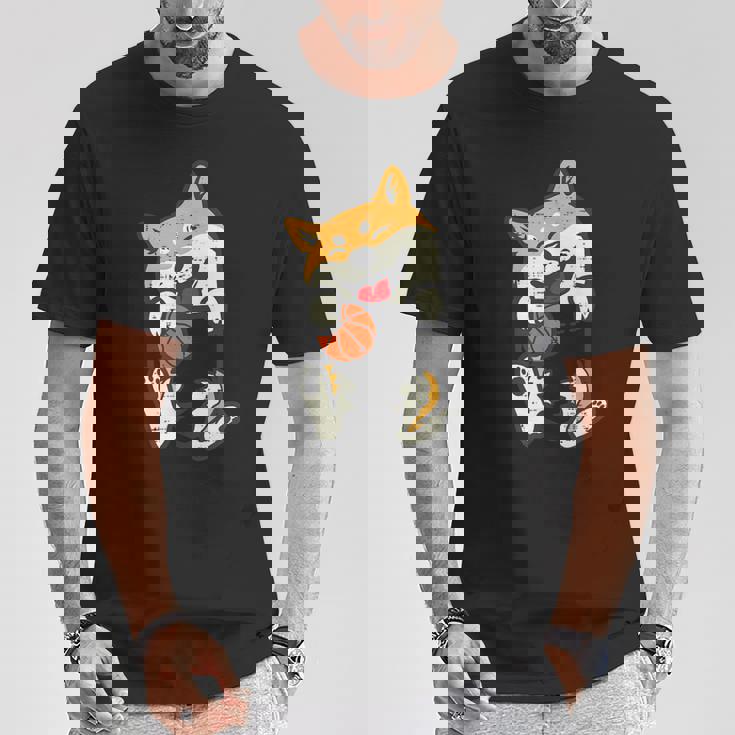 ポケット 柴犬 バスケットボール かわいい バラー 犬 メンズ レディース キッズ Tシャツ 面白い贈り物