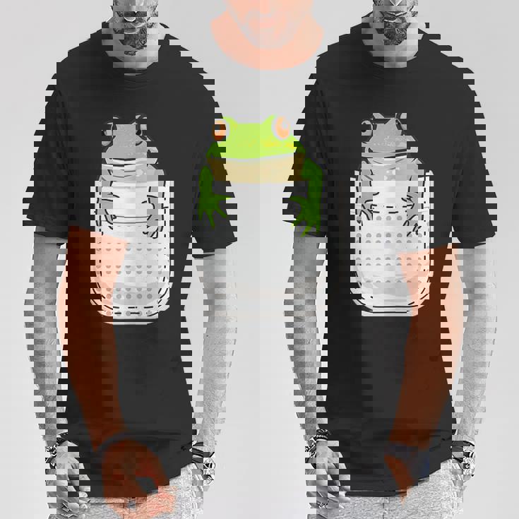 ポケットに入ったカエルのシャツ 面白いカエルのtシャツ カエルの恋人 Tシャツ 面白い贈り物