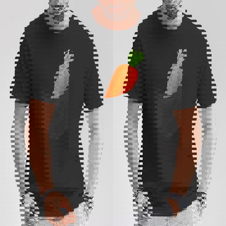 ポケットに入ったニンジン野菜、胸に面白いフルーツニンジン。 Tシャツ 面白い贈り物