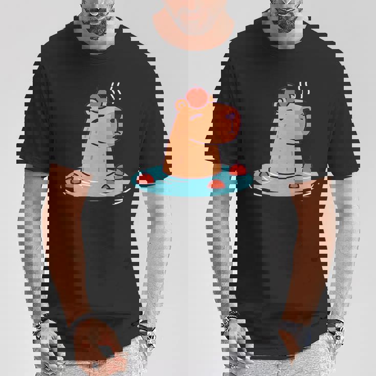 ポケットカピバラ 温泉に浸ける カピバラ Tシャツ 面白い贈り物