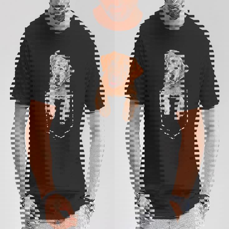 ポケットゴールデンレトリバー Tシャツ 面白い贈り物