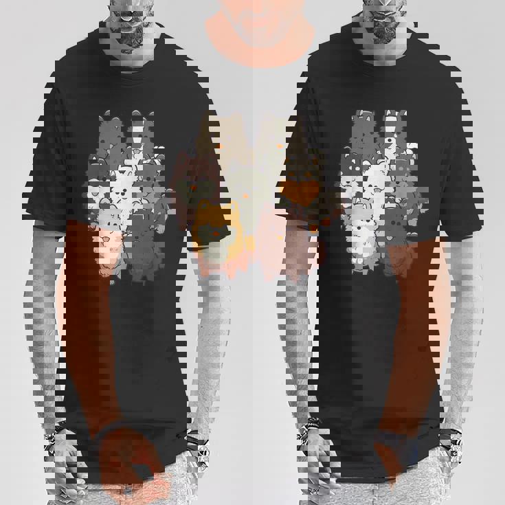 ポメラニアン ドッグ グループ かわいい ペット ブラック ホワイト チョコレート ポンポン Tシャツ 面白い贈り物