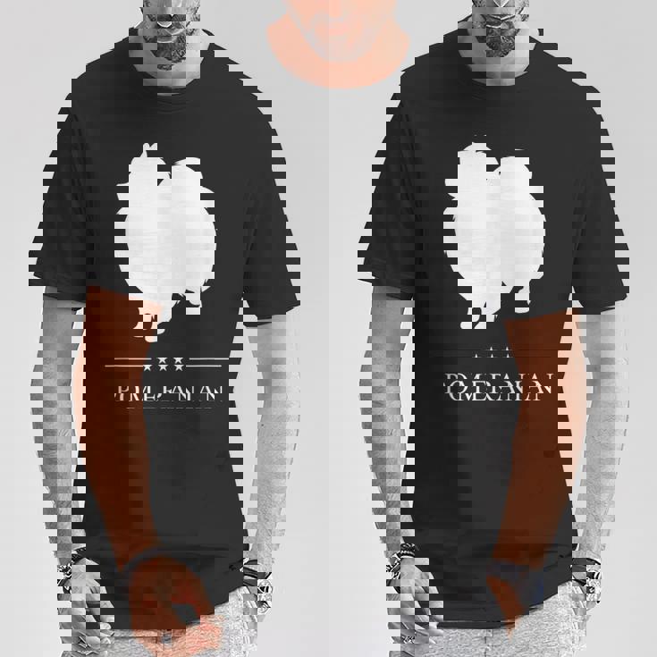 ポメラニアン 犬 ホワイト シルエット Tシャツ 面白い贈り物