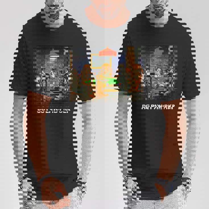 ポーカーをする犬 クラシックアートワーク アートワーク 犬 子犬 Tシャツ 面白い贈り物