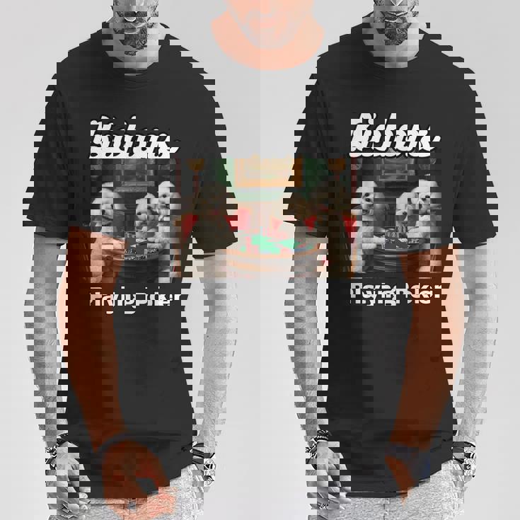 ポーカーをする犬 ビション・フリーゼ ビション・フリーゼの犬種 Tシャツ 面白い贈り物