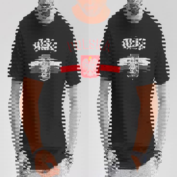 ポーランド 鷲の旗 ポーランドのためのレトロ Tシャツ 面白い贈り物