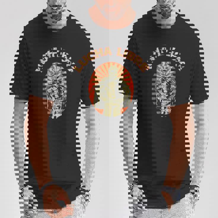 マスクに入ったレスラー ルチャリブレ メキシコレスリング Tシャツ 面白い贈り物