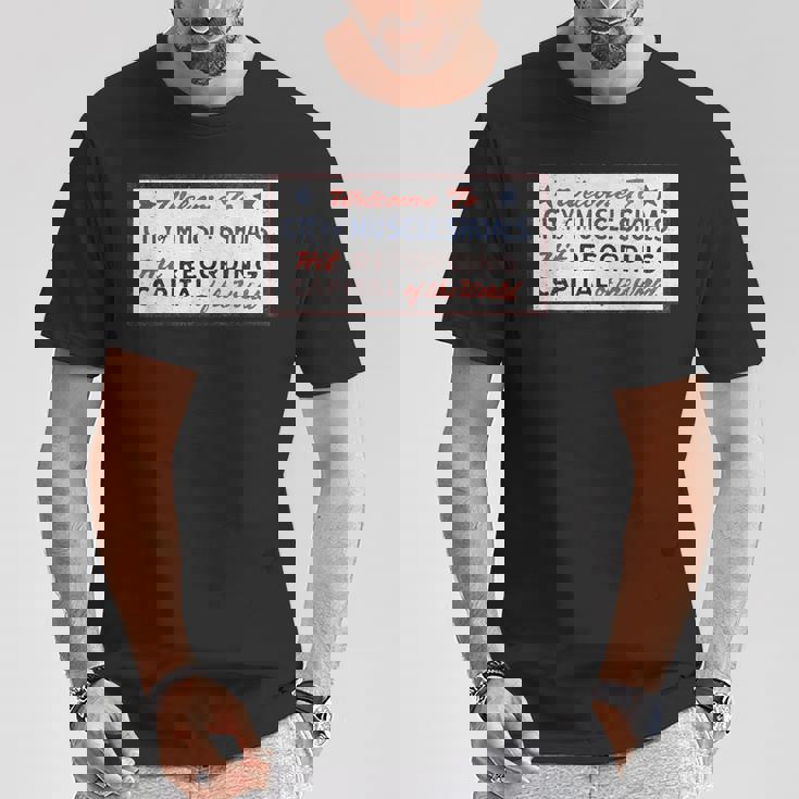 マッスルショールズ アラバマ サイン 録音 キャピタル ロック グラフィック Tシャツ 面白い贈り物